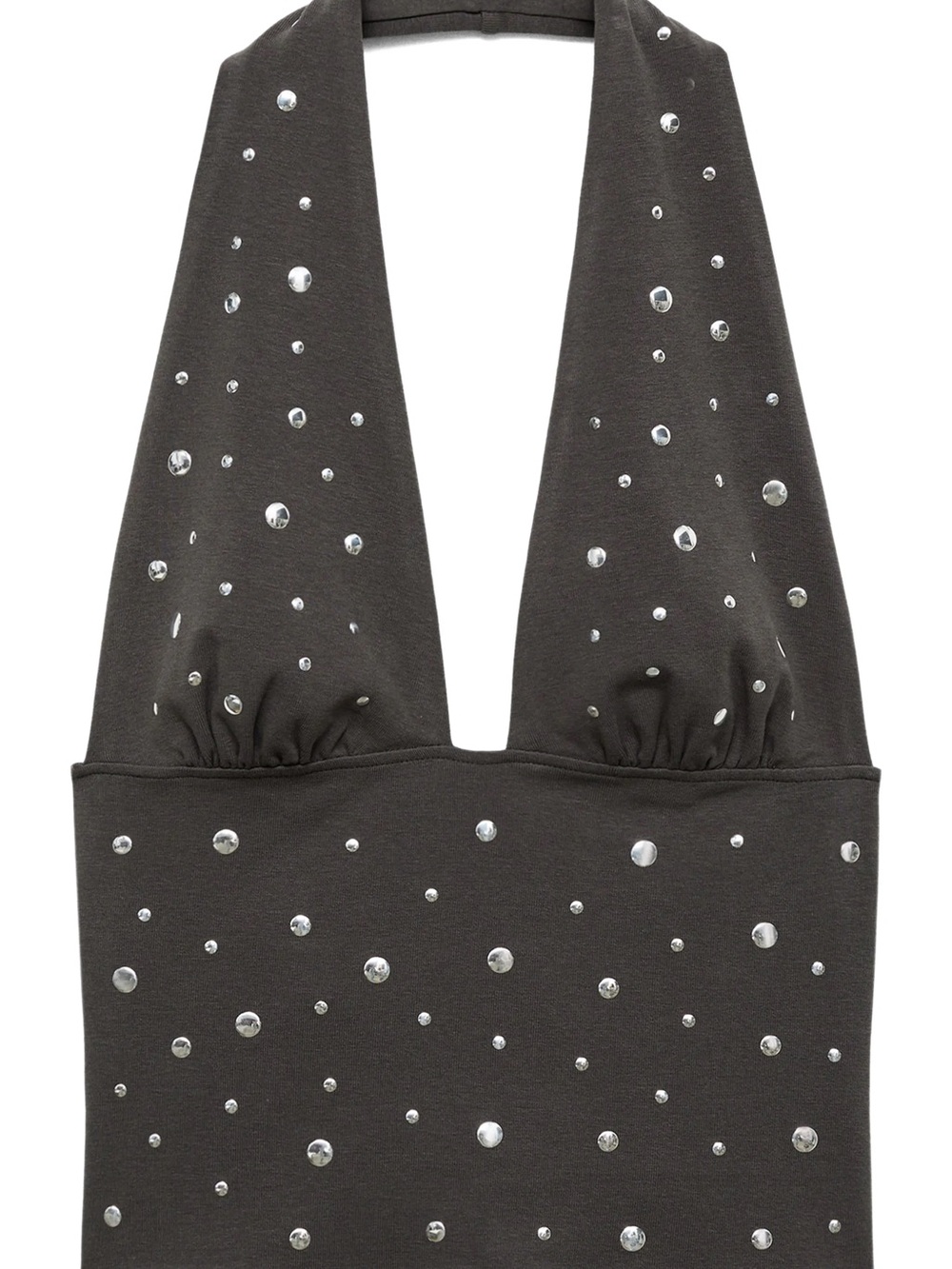 Studded Halter Top - Charcoal with Silver Accents